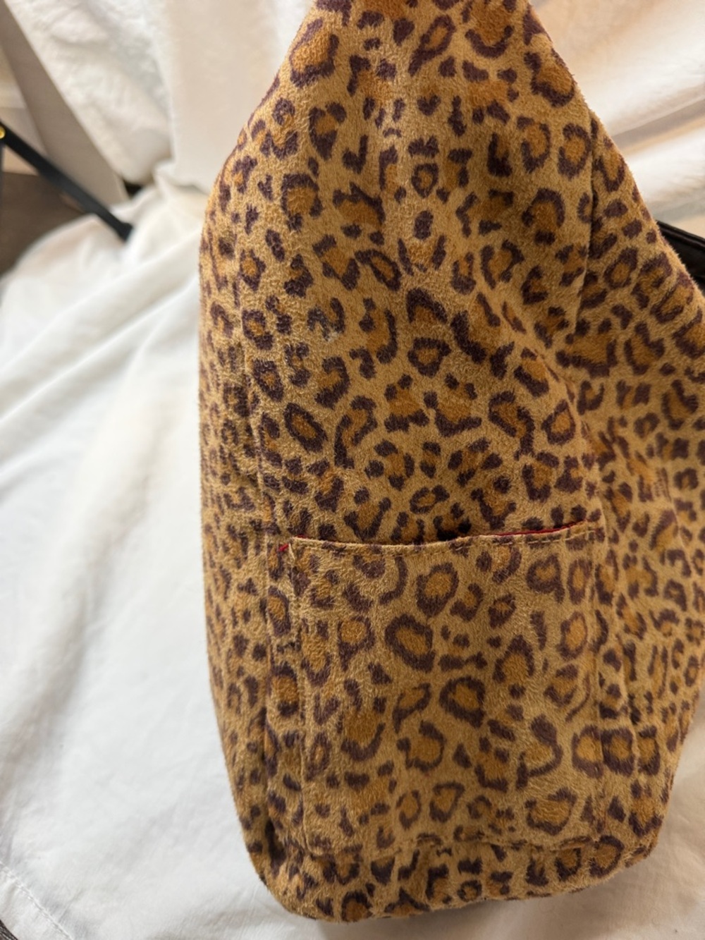 Neiman Marcus Tote Bag Leopard Cheetah Animal Print Handbag Faux Suede - Picture 4 of 7